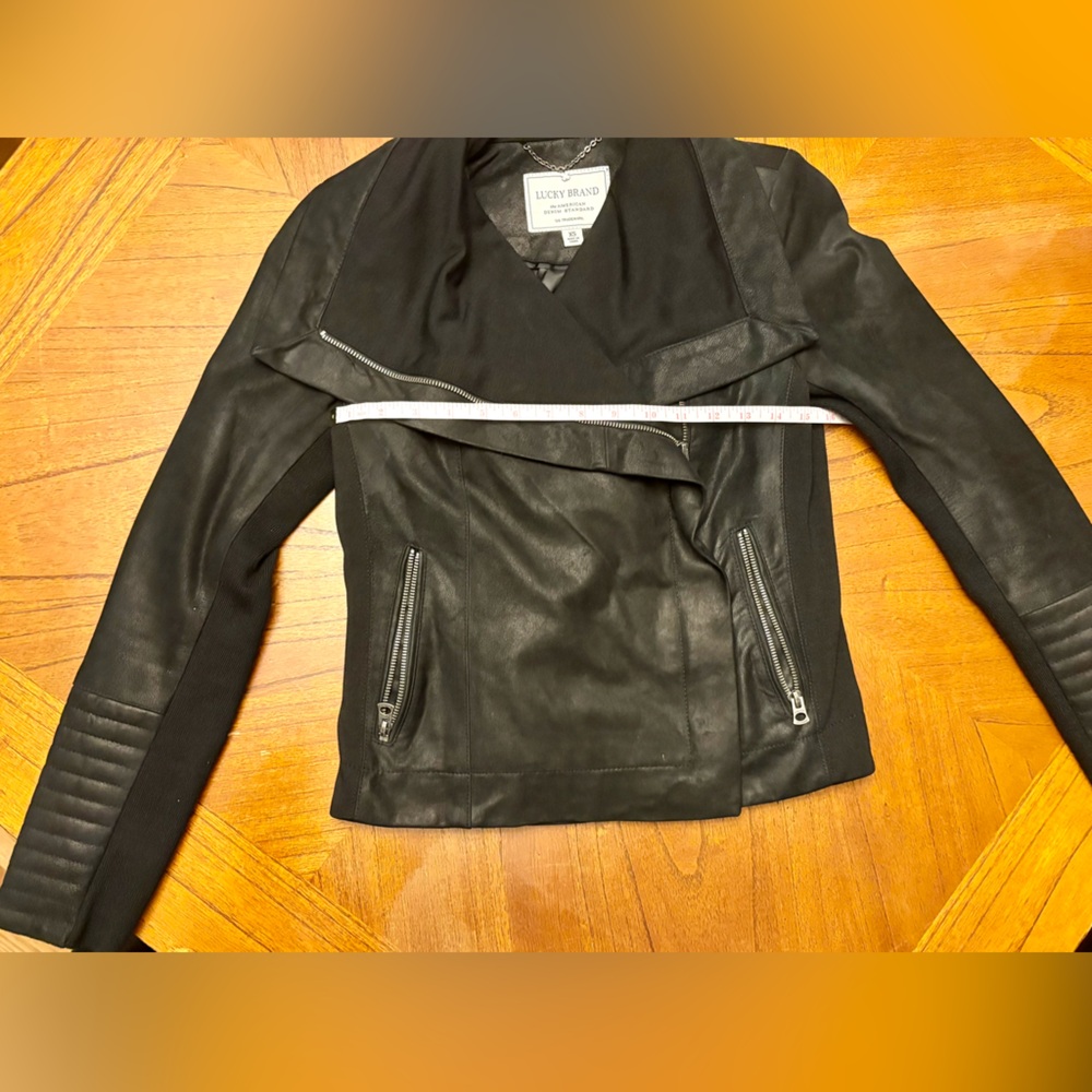 All Saints Black Leather Jacket with Silver Accents - Picture 2 of 4